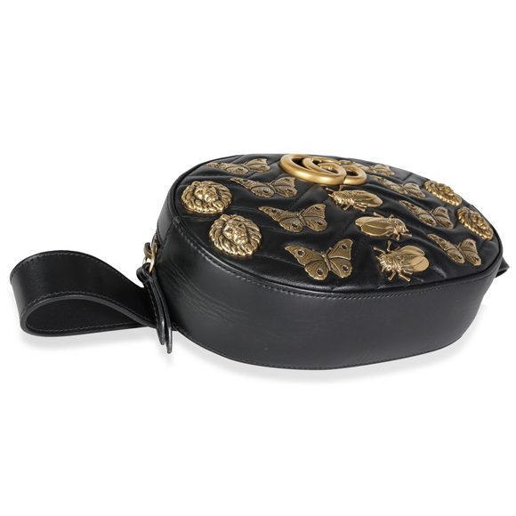 Gucci Black Matelassé Marmont Animal Studs Belt Bag - Picture 6 of 6